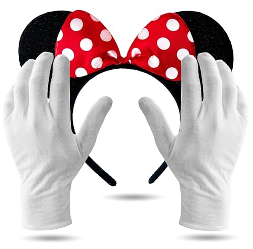 2er Set Minnie Maus Ohren – Kostüm Set mit Handschuhen und Mausohren für Damen an Fasching & Karneval 2er Set Minnie Maus Ohren – Kostüm Set mit Handschuhen und Mausohren für Damen an Fasching & Karneval von Costumed