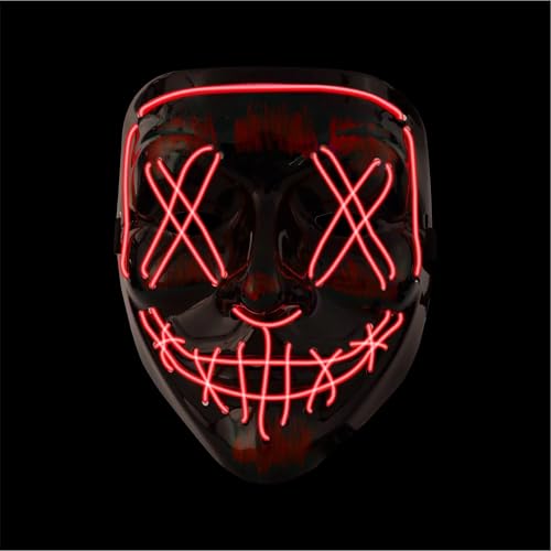 3x Halloween Maske Purge LED rot - Kostümmaske steuerbar für Halloween, Fasching & Karneval als Kostüm & Verleidung für Herren & Damen (Farbauswahl) (3x rot) von Costumed