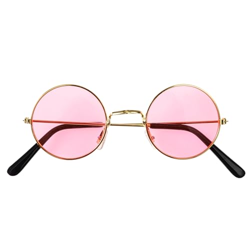 Hippie Brille – runde rosa Sonnenbrille als 70er & 80er Jahre Accessoire für Fasching & Karneval Hippie Brille – runde rosa Sonnenbrille als 70er & 80er Jahre Accessoire für Fasching & Karneval von Costumed