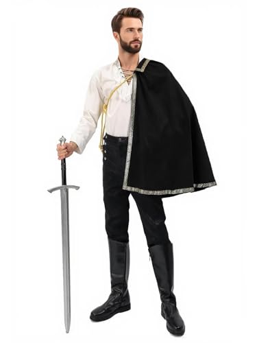 Renaissance-Schal, halbe Schulter, Umhang für Herren, mittelalterlicher Kavalier-Umhang, Ren-Faire-Outfit, Halloween, LARP-Kostüm, BL Renaissance-Schal, halbe Schulter, Umhang für Herren, mittelalterlicher Kavalier-Umhang, Ren-Faire-Outfit, Halloween, LARP-Kostüm, BL von Cosvana