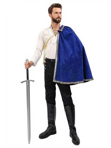Renaissance-Schal, halbe Schulter, Umhang für Herren, mittelalterlicher Kavalier-Umhang, Ren-Faire-Outfit, Halloween, LARP-Kostüm, BU Renaissance-Schal, halbe Schulter, Umhang für Herren, mittelalterlicher Kavalier-Umhang, Ren-Faire-Outfit, Halloween, LARP-Kostüm, BU von Cosvana