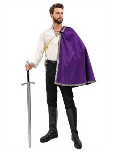Renaissance-Schal, halbe Schulter, Umhang für Herren, mittelalterlicher Kavalier-Umhang, Ren-Faire-Outfit, Halloween, LARP-Kostüm, P Renaissance-Schal, halbe Schulter, Umhang für Herren, mittelalterlicher Kavalier-Umhang, Ren-Faire-Outfit, Halloween, LARP-Kostüm, P von Cosvana