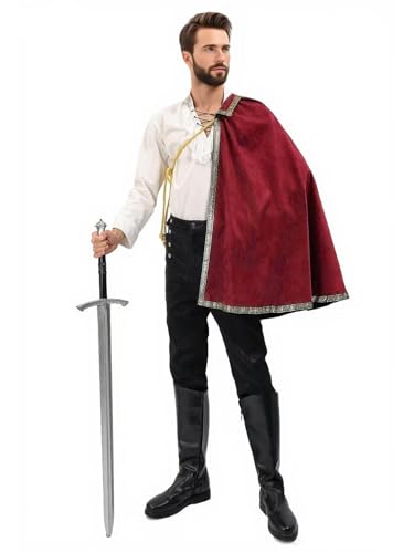 Renaissance-Schal, halbe Schulter, Umhang für Herren, mittelalterlicher Kavalier-Umhang, Ren-Faire-Outfit, Halloween, LARP-Kostüm, R Renaissance-Schal, halbe Schulter, Umhang für Herren, mittelalterlicher Kavalier-Umhang, Ren-Faire-Outfit, Halloween, LARP-Kostüm, R von Cosvana