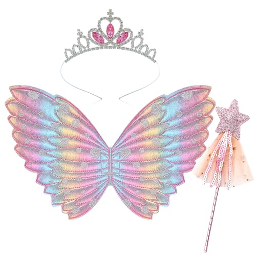 Cosysparks Feenflügel für kinder, 3-Pack feenflügel kinder schmetterlingsflügel set mit funkelnden fee kostüm kinders Kronenstäben für Halloween Geburtstagsparty (Rosa) Cosysparks Feenflügel für kinder, 3-Pack feenflügel kinder schmetterlingsflügel set mit funkelnden fee kostüm kinders Kronenstäben für Halloween Geburtstagsparty (Rosa) von Cosysparks