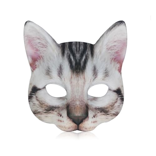 Katzenmaske Damen Cosplay Kostüm für Frauen Männer und Jugendliche, realistische Katze Tier Maske EVA Maske für Fancy Kleid Ball Karneval Halloween Tier Thema Party (Stil 1) von Cosysparks