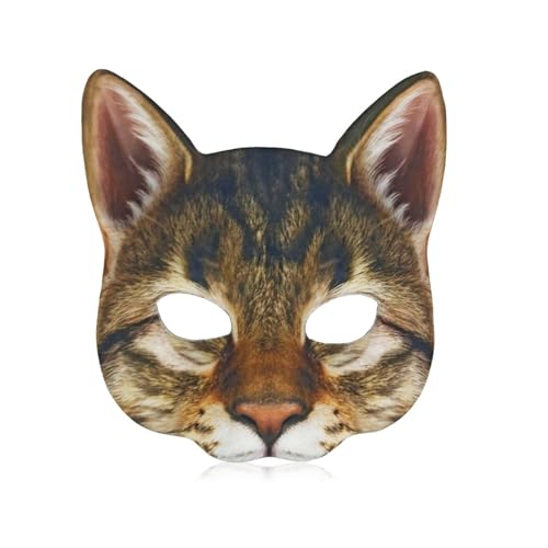 Katzenmaske Damen Cosplay Kostüm für Frauen Männer und Jugendliche, realistische Katze Tier Maske EVA Maske für Fancy Kleid Ball Karneval Halloween Tier Thema Party (Stil 2) von Cosysparks