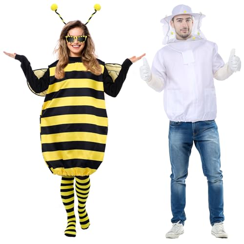 Cotwinter Bienenkostüme für Paare, für Erwachsene, Imkerjacke, Anzug, Halloween, Bienenkleid, Stirnband für Damen und Herren, Cosplay, Gelb, Schwarz, Weiß, Grau, L Cotwinter Bienenkostüme für Paare, für Erwachsene, Imkerjacke, Anzug, Halloween, Bienenkleid, Stirnband für Damen und Herren, Cosplay, Gelb, Schwarz, Weiß, Grau, L von Cotwinter
