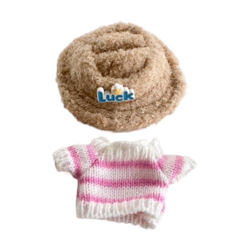 CoudarTitie 2X Puppen Gestreifter Pullover Und Mütze, Miniatur Kleidungszubehör, Handgemachte Kleidung für 15 17cm Puppen Kindergeschenke, Gelb von CoudarTitie