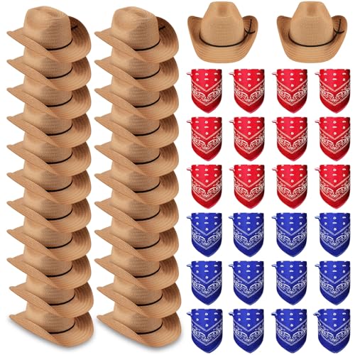 Coume Cowboyhüte und Bandanas aus Stroh, Western-Motto-Party-Kostüme und Accessoires, Großpackung für Erwachsene und Herren, Vintage-Stil, Khaki, 24 Sets Coume Cowboyhüte und Bandanas aus Stroh, Western-Motto-Party-Kostüme und Accessoires, Großpackung für Erwachsene und Herren, Vintage-Stil, Khaki, 24 Sets von Coume