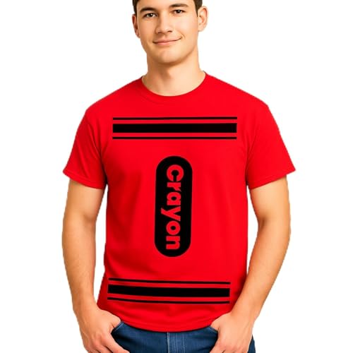 Coume Halloween-Kostüm, Kreide, T-Shirt, Buntstift, Grafik-Shirt, Erwachsenenkostüm für Gruppen-Teampaare, Halloween-Parade-Party, Rot/Ausflug, einfarbig (Getaway Solids), Medium von Coume