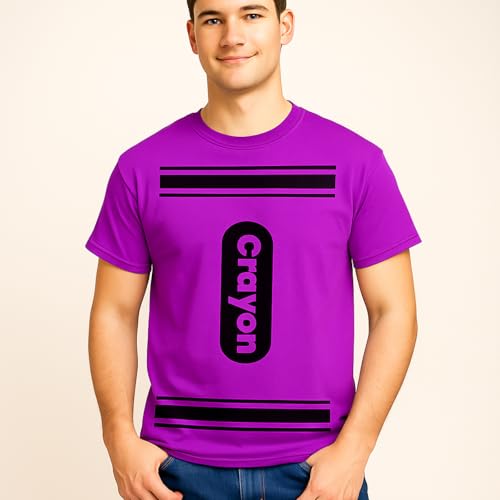 Coume Halloween-Kostüm, Kreide, T-Shirt, Buntstift, Grafik-Shirt, Erwachsenenkostüm für Gruppen-Teampaare, Halloween-Parade-Party, Violett, Medium von Coume