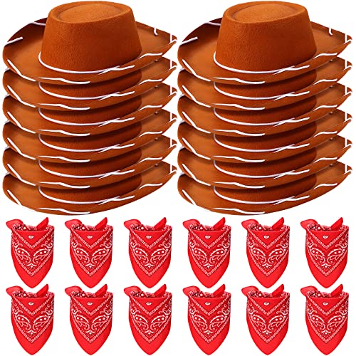 Cowboyhüte und Bandanas für Kinder, Western-Cowboy-Kostüm-Zubehör, Kleinkind-Zubehör, Geburtstagsparty-Zubehör, Halloween-Kostüm, Kleid, 24 Stück von Coume