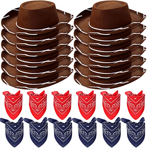 Cowboyhüte und Bandanas für Kinder, Western-Cowboy-Kostüm-Zubehör, Kleinkind-Zubehör, Geburtstagsparty-Zubehör, Halloween-Kostüm, Kleid, Braun, 24 Stück Cowboyhüte und Bandanas für Kinder, Western-Cowboy-Kostüm-Zubehör, Kleinkind-Zubehör, Geburtstagsparty-Zubehör, Halloween-Kostüm, Kleid, Braun, 24 Stück von Coume