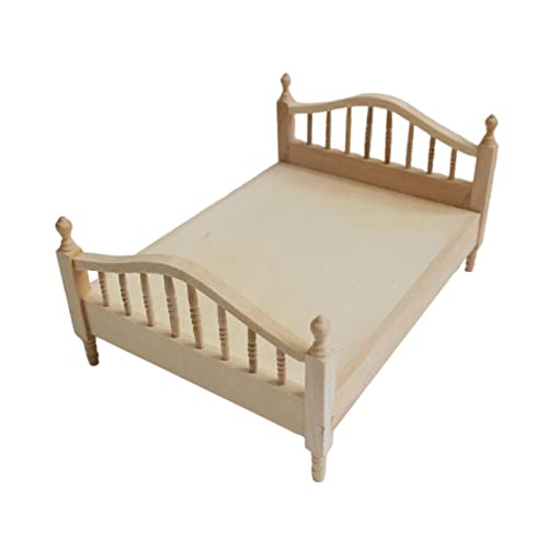 1 Puppenhaus-Doppelbett für Kinder, Maßstab 12, ohne Matratze, Gelb 1 Puppenhaus-Doppelbett für Kinder, Maßstab 12, ohne Matratze, Gelb von Courtieyeardceastea