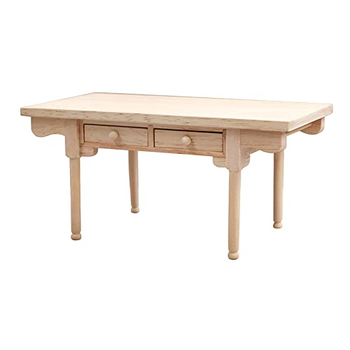 1:12 Mini-Schreibtisch, Spielmöbel, unlackiert, Dekoration für Mädchen, Geschenke, Natur von Courtieyeardceastea