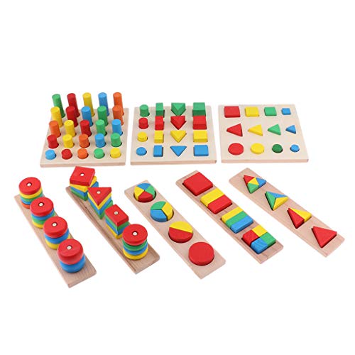 Courtieyeardceastea 1 Set (8 Stück) Holzspielzeug Stapelblöcke Spielzeug Form Sortieren von Courtieyeardceastea