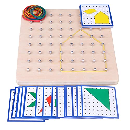 Geoboard aus Holz mit Musterkarten und Gummibändern für Vorschule, 18 x 18 cm von Courtieyeardceastea