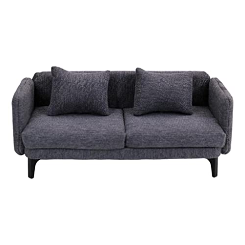 Miniatur-Puppenhaus-Doppel-Sofa, Puppenhaus, Schlafzimmermöbel, schwarz, 17,3 x 7,4 x 7,6 cm von Courtieyeardceastea
