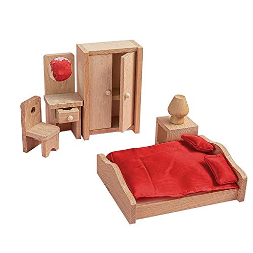 Puppenhaus aus Buchenholz, Miniatur-Möbel-Set, Dekoration, Lebensszene, Schlafzimmer, 6,5 x 4,5 cm von Courtieyeardceastea
