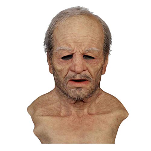 Coversolate Halloween_Maske, Alter Mann_Masken, Realistische Halloween Menschlichen Kopfbedeckung, Halloween_Maske Gesichtsbedeckung f黵 Karneval Halloween Maskerade-Party (02#) von Coversolate