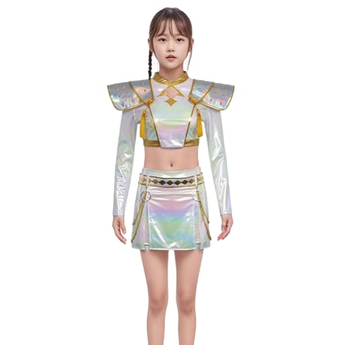 Cowuecah Dämonenjäger Mira Zoey Rumi Kostüm Cosplay Weiß Anzug Top Shorts Gürtel Anhänger Ohrringe Halloween Outfits (zoey, 10(height150cm) von Cowuecah
