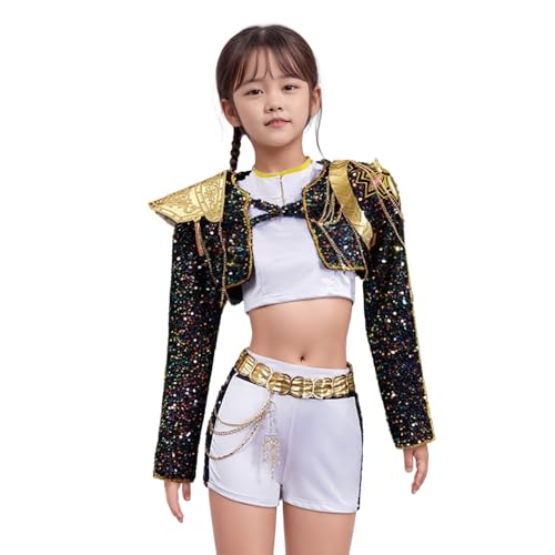 Cowuecah Dämonenjäger Rumi Zoey Mira Kostüm Cosplay schwarzer Anzug Top Gürtel Zubehör Halloween Outfits (rumi, 10(height150cm) von Cowuecah