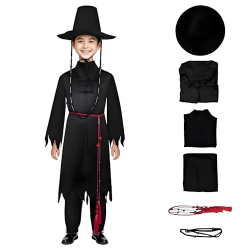 Cowuecah Demon Hunters Saja Jungen Jinu Kostüm Cosplay Schwarz Voll Anzug Halloween Outfits (black, 10(height150cm) von Cowuecah
