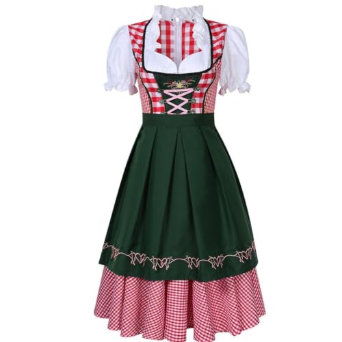 Cowuecah Erwachsene Frauen Deutsche München Oktoberfest Kostüm Cosplay Traditionelle Nationale Bier Anzug Kleid Schürze (green, S) von Cowuecah