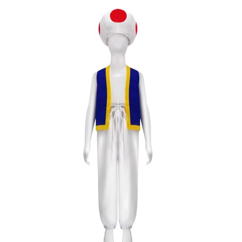 Cowuecah Erwachsener Toad Kostüm Männer mit Hut Super Brüder Cosplay Halloween Outfits (white, S) von Cowuecah