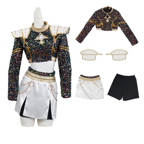 Cowuecah Frauen Dämonenjäger Rumi Mira Zoey Kostüm Cosplay Erwachsener schwarzer Anzug Top Gürtel Zubehör Halloween Outfits (zoey, M) von Cowuecah