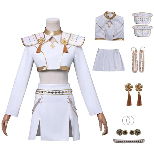 Cowuecah Frauen Dämonenjäger Rumi Zoey Mira Kostüm Cosplay Erwachsener weißer Anzug Top Rock Gürtel Zubehör Halloween OutfitsZubehör Halloween Outfits (zoey, M) von Cowuecah
