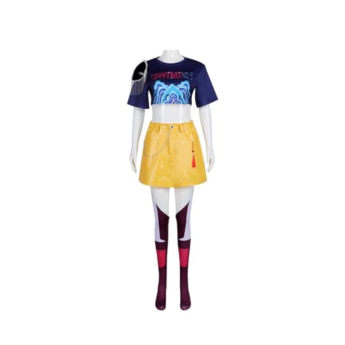 Frauen Dämon Mira Kostüm Jäger Cosplay Anzug Top Rock Socken Halskette Ornament Halloween Outfits (mira, M) von Cowuecah