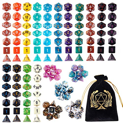 Coyeekn Polyedrische Würfel Set, 20 x 7 (140 Stück) Doppel-Farben Polyeder würfel DND Würfel für Dungeons and Dragons Tischrollenspiele Würfel D4 D8 D10 D12 D20 von Coyeekn