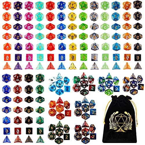 Coyeekn Polyedrische Würfel Set, 25 x 7 (175 Stück) Doppel-Farben Polyeder würfel DND Würfel für Dungeons and Dragons Tischrollenspiele Würfel D4 D8 D10 D12 D20 von Coyeekn