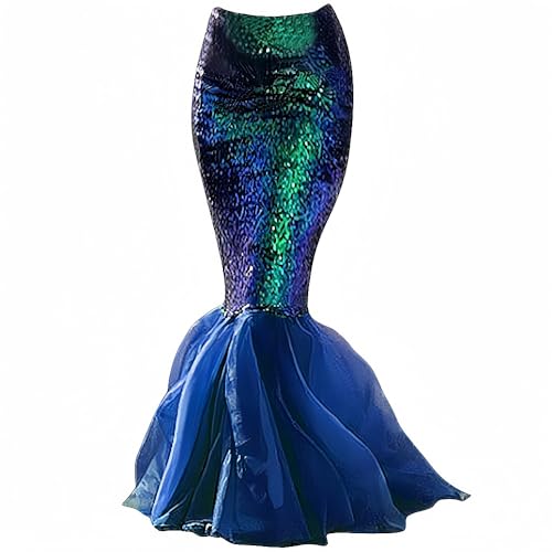 Cozep Damen Meerjungfrau Schwanz Kostüm Pailletten Maxi Rock Halloween Cosplay Party Kleid, Blau, 2 Cozep Damen Meerjungfrau Schwanz Kostüm Pailletten Maxi Rock Halloween Cosplay Party Kleid, Blau, 2 von Cozep