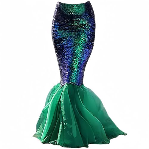 Cozep Damen Meerjungfrau Schwanz Kostüm Pailletten Maxi Rock Halloween Cosplay Party Kleid, Grün , 0 Cozep Damen Meerjungfrau Schwanz Kostüm Pailletten Maxi Rock Halloween Cosplay Party Kleid, Grün , 0 von Cozep