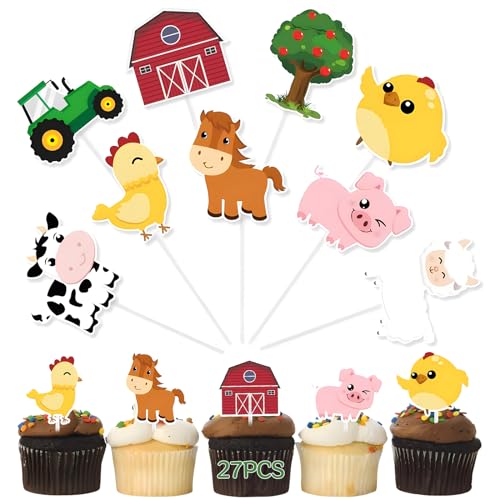 27 Stück Bauernhoftiere Kuchen Topper, Bauernhof Herzstücksticks für Dekoration Baby Dusche Kinder Geburtstag Party, Cupcake Topper Picks Dekorationen Zubehör 27 Stück Bauernhoftiere Kuchen Topper, Bauernhof Herzstücksticks für Dekoration Baby Dusche Kinder Geburtstag Party, Cupcake Topper Picks Dekorationen Zubehör von Cozevdnt
