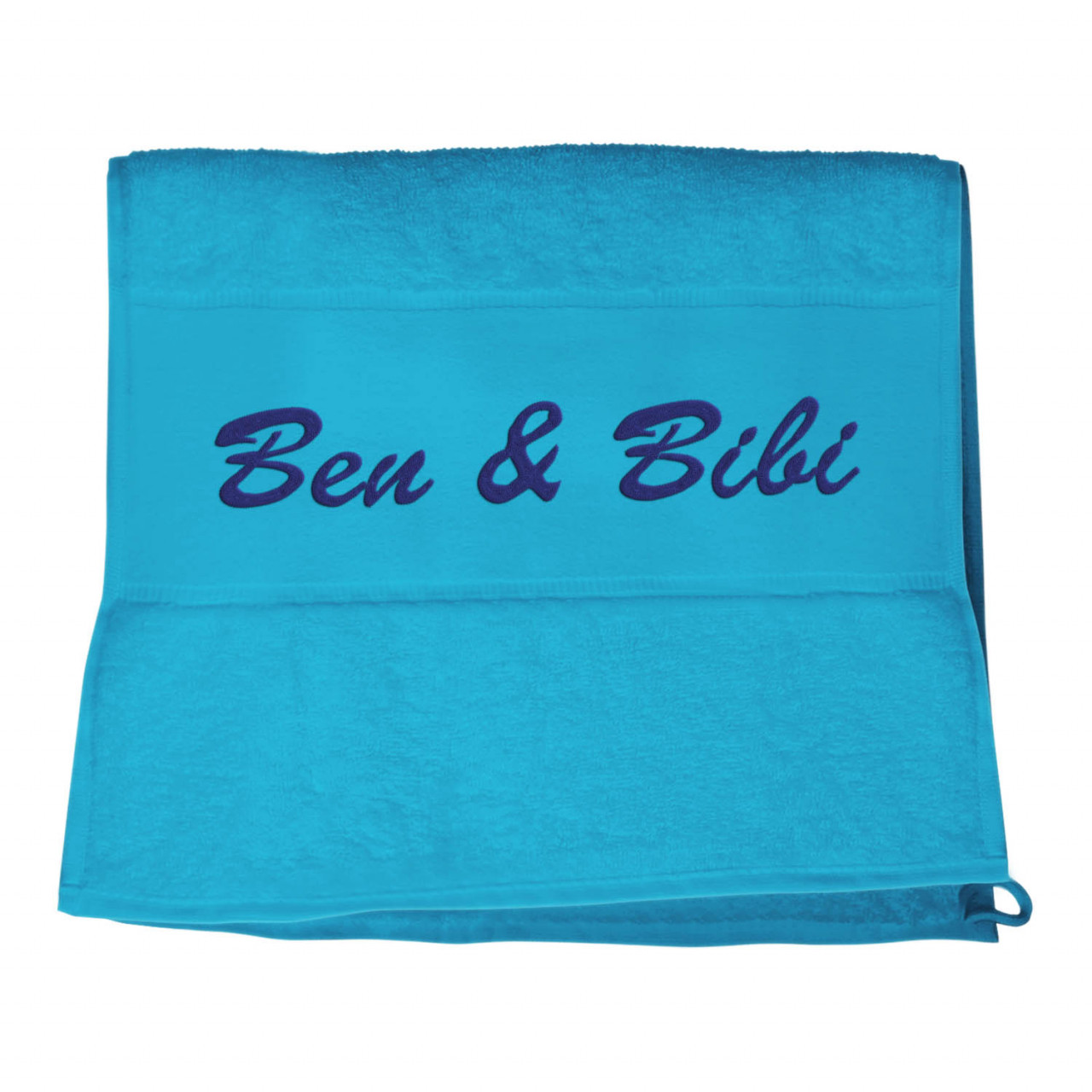 Handtuch Aquablau mit Stick von Cozy Racoon