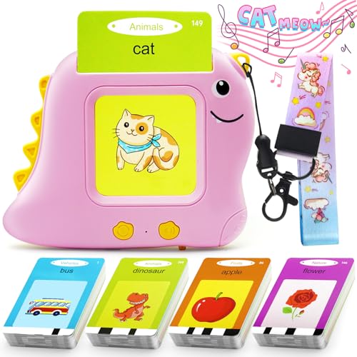 Talking Flash Cards for Toddlers, Early Educational Toys for 3 4 5 6 Year Old Boys Girls Preschool Learning Machine with 224 Words Dinosaur Montessori Toys Birthday for Kids (pink) von CozyBomB