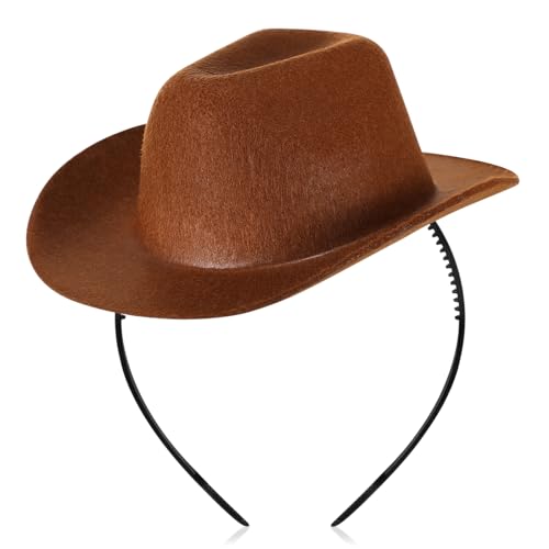 Cozypower Dunkelbrauner Cowgirl-Hut, Stirnband, Mini-Cowboyhut, Stirnband, Cowgirl-Damenkostüm, Kopfbedeckung für Junggesellinnenabschied, Geburtstag (klassisch) von Cozypower