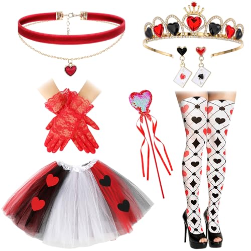 Cozypower Halloween-Kostüm-Zubehör mit Herz, Rock, Handschuhen, Krone, Zepter, Ohrringe, hohe Socken, Choker, mehrfarbig, 7 Stück Cozypower Halloween-Kostüm-Zubehör mit Herz, Rock, Handschuhen, Krone, Zepter, Ohrringe, hohe Socken, Choker, mehrfarbig, 7 Stück von Cozypower