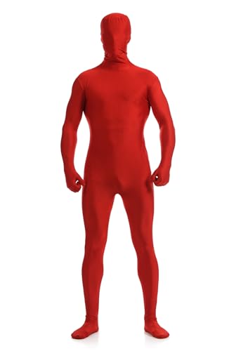 Men's and Women's Bodysuit Costume Stretchy Spandex Unitard Halloween Cosplay Full Body Suit Zentai Skin Suit (Red,Small) von Cozzmats
