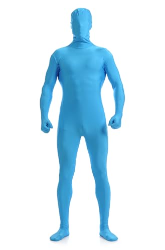 Men's and Women's Bodysuit Costume Stretchy Spandex Unitard Halloween Cosplay Full Body Suit Zentai Skin Suit (Sky Blue,XX-Large) von Cozzmats