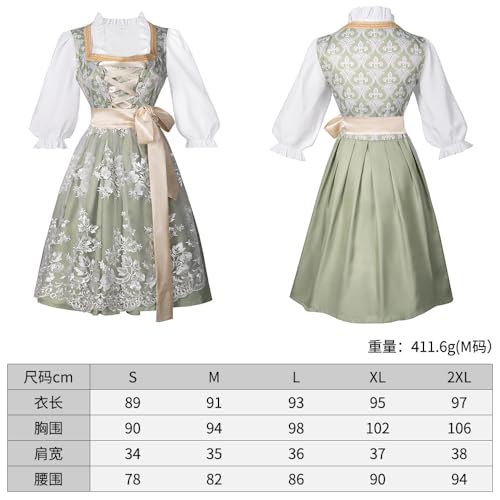 Oktoberfest Costumes Women Dirndl Dresses 3 Pcs German Dress Bavarian Blue Dress White Blouse Pink Apron Plus size (2023-9,XXL) von Cozzmats