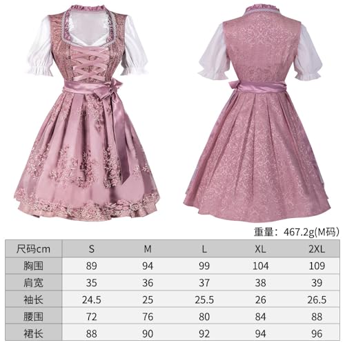 Oktoberfest Costumes Women Dirndl Dresses 3 Pcs German Dress Bavarian Blue Dress White Blouse Pink Apron Plus size (24323-6,S) von Cozzmats