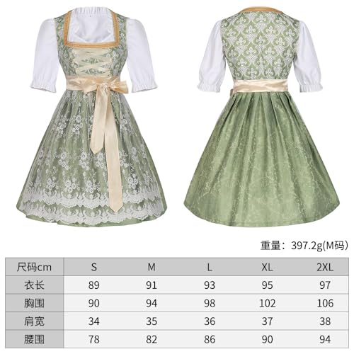 Oktoberfest Costumes Women Dirndl Dresses 3 Pcs German Dress Bavarian Blue Dress White Blouse Pink Apron Plus size (2474-4,S) von Cozzmats
