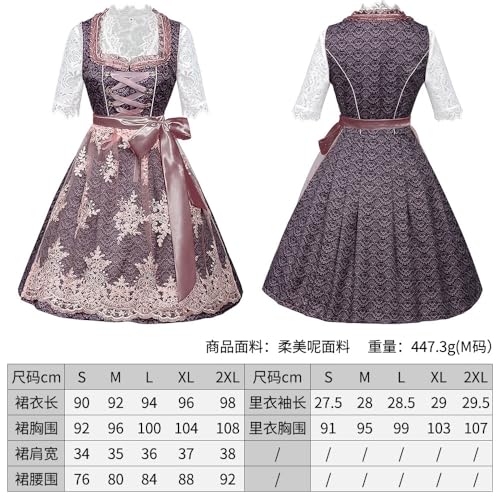 Oktoberfest Costumes Women Dirndl Dresses 3 Pcs German Dress Bavarian Blue Dress White Blouse Pink Apron Plus size (253406-6,S) von Cozzmats