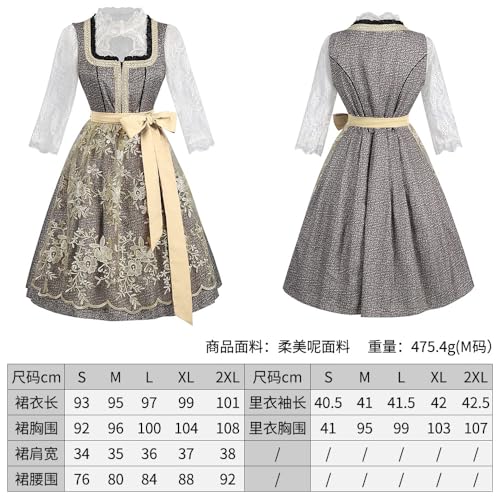 Oktoberfest Costumes Women Dirndl Dresses 3 Pcs German Dress Bavarian Blue Dress White Blouse Pink Apron Plus size (253408-8,XXL) von Cozzmats