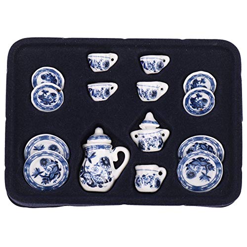 Cpolebev 1/12 Dining Ware China Keramik Tee-Set Puppenhaus Miniaturen Blaue von Cpolebev