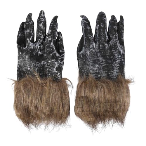 Cpolebev 1 Paar Wolf Handschuhe Halloween Maske Tier Maske Set Werwolf Maskerade Wolf (Groesse: L, Farbe: Schwarz) von Cpolebev